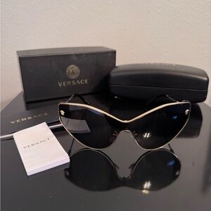 Versace Black Cat-Eye Sunglasses with Gold Accents